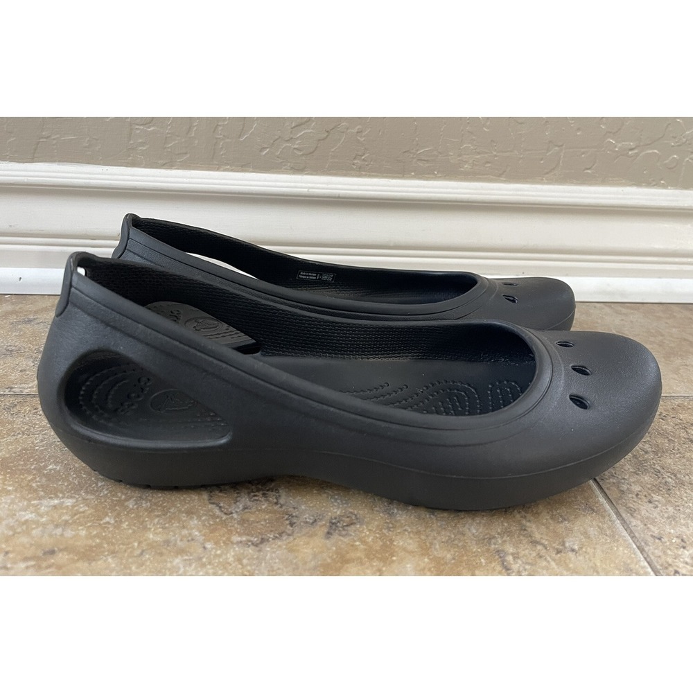 Crocs Ballet Flats Slip On Kadee Black Closed Toe Comfort Shoes Women's Size 11